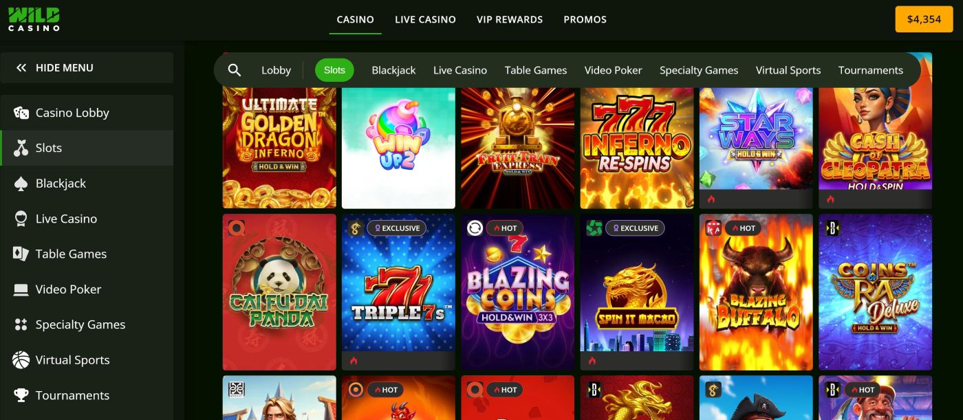 wildcasino.ag slots list